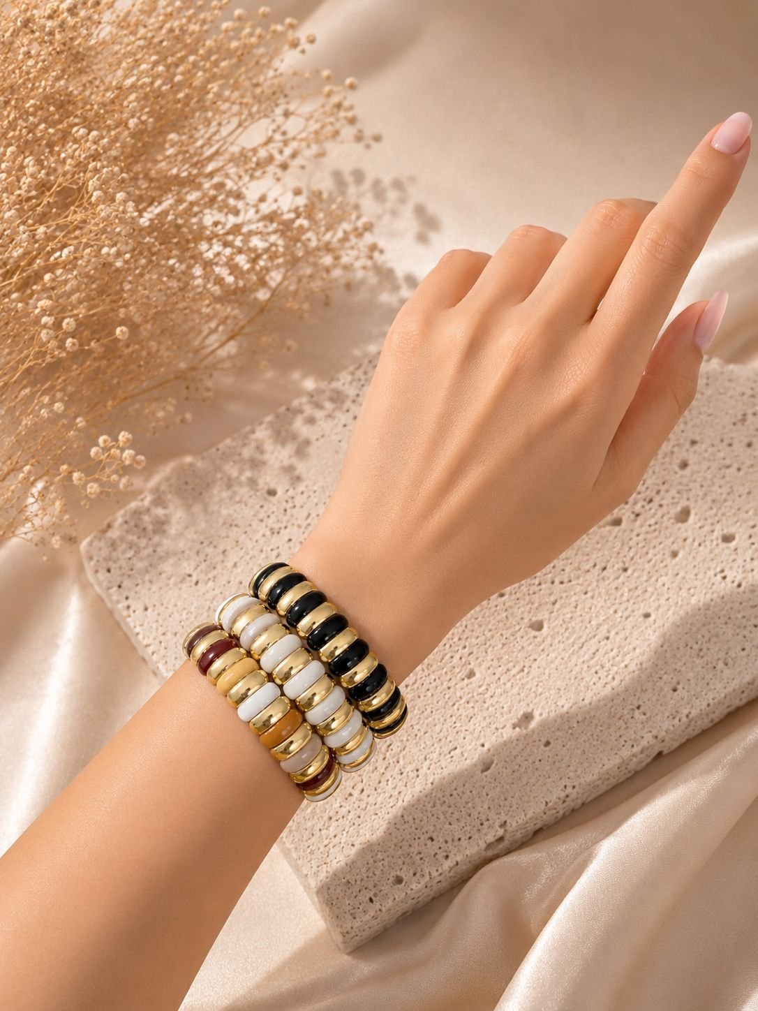Beyaz & Gold Işıltı Bileklik görsel 2