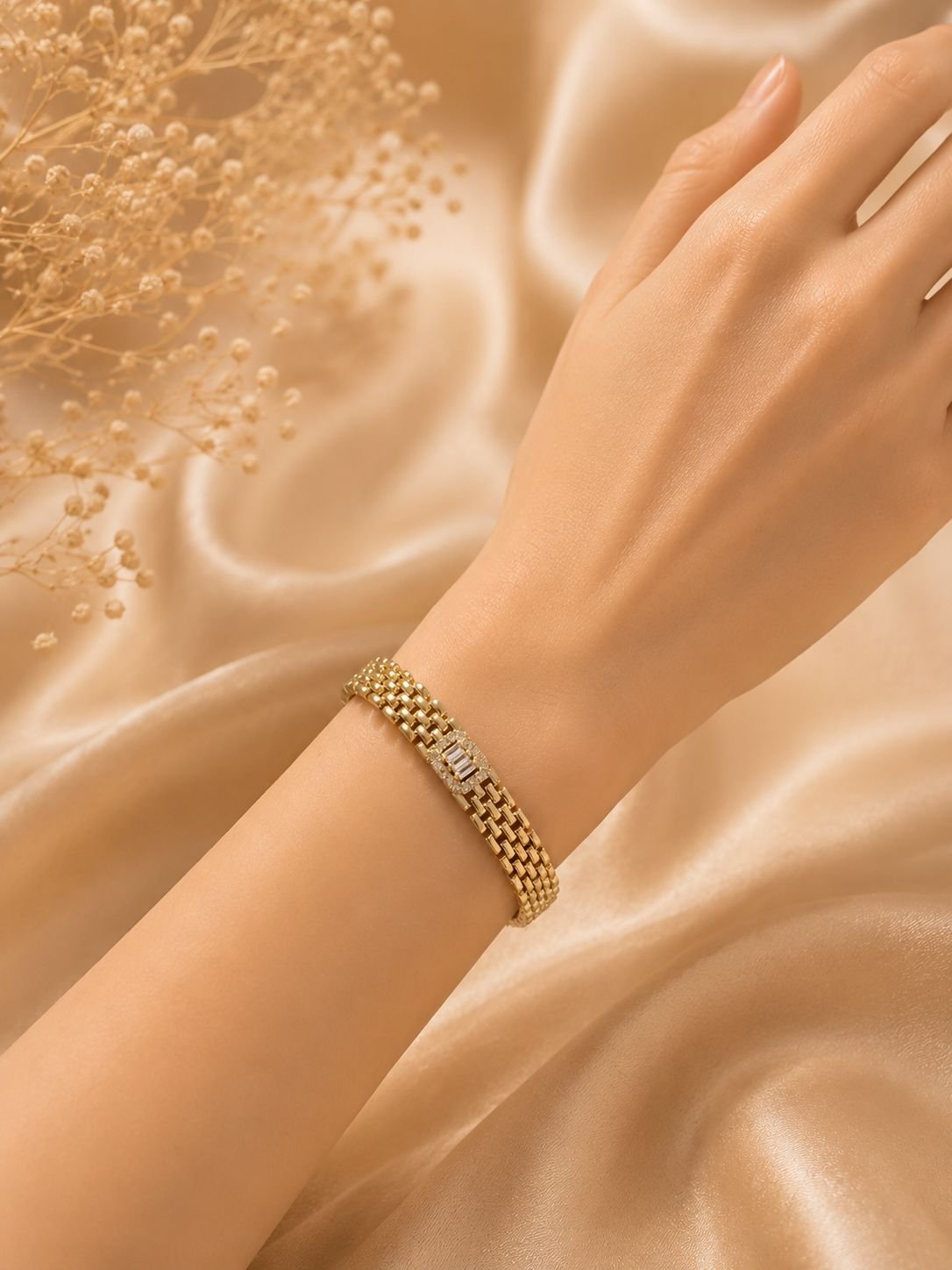 Gold Kristal Örgü Bileklik