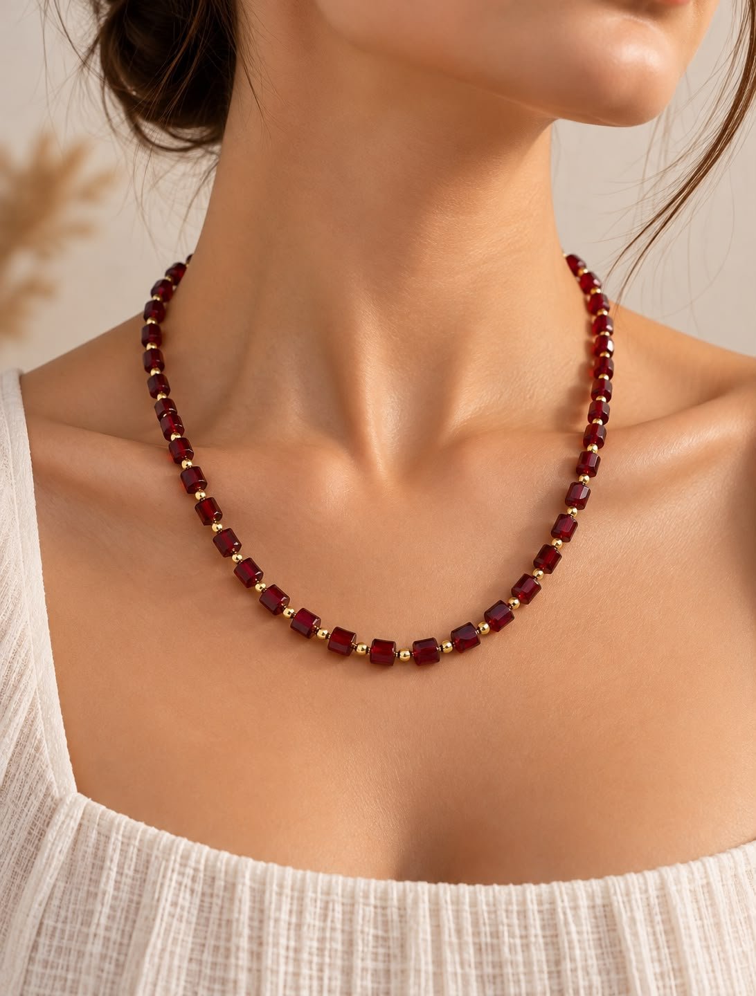 Bordo Kristal Kolye